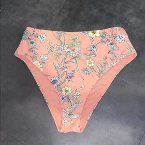 Hugh Waisted Pink Floral Bikini Bottoms